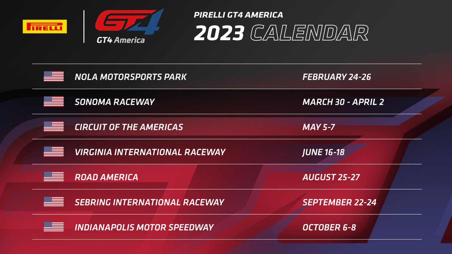 календарь GT4 America 2023