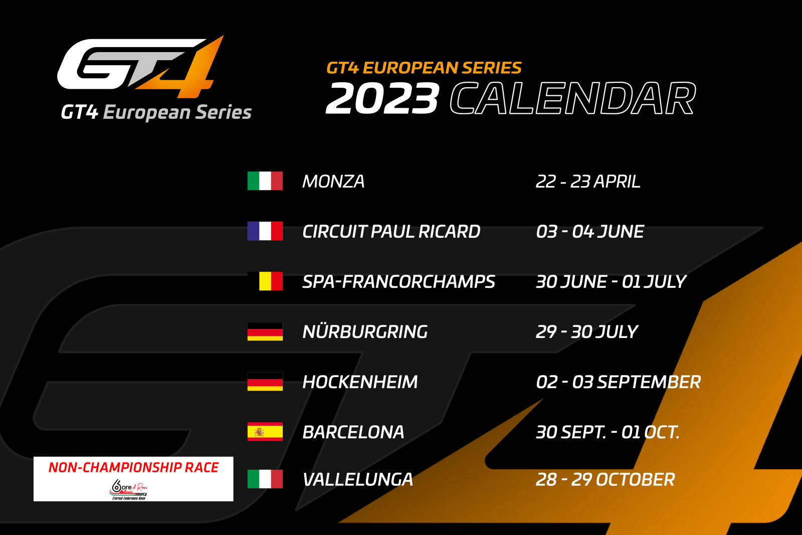 календарь Европейской серии GT4